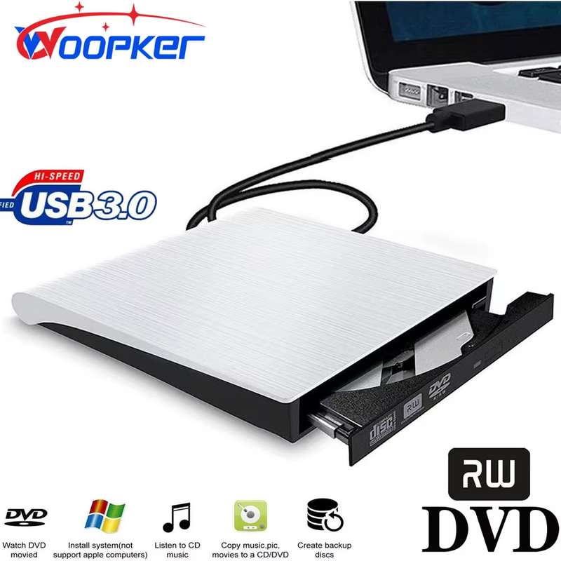 External DVD Player USB 3.0 Portable DVD RW Drive CD Burner Compatible Laptop D