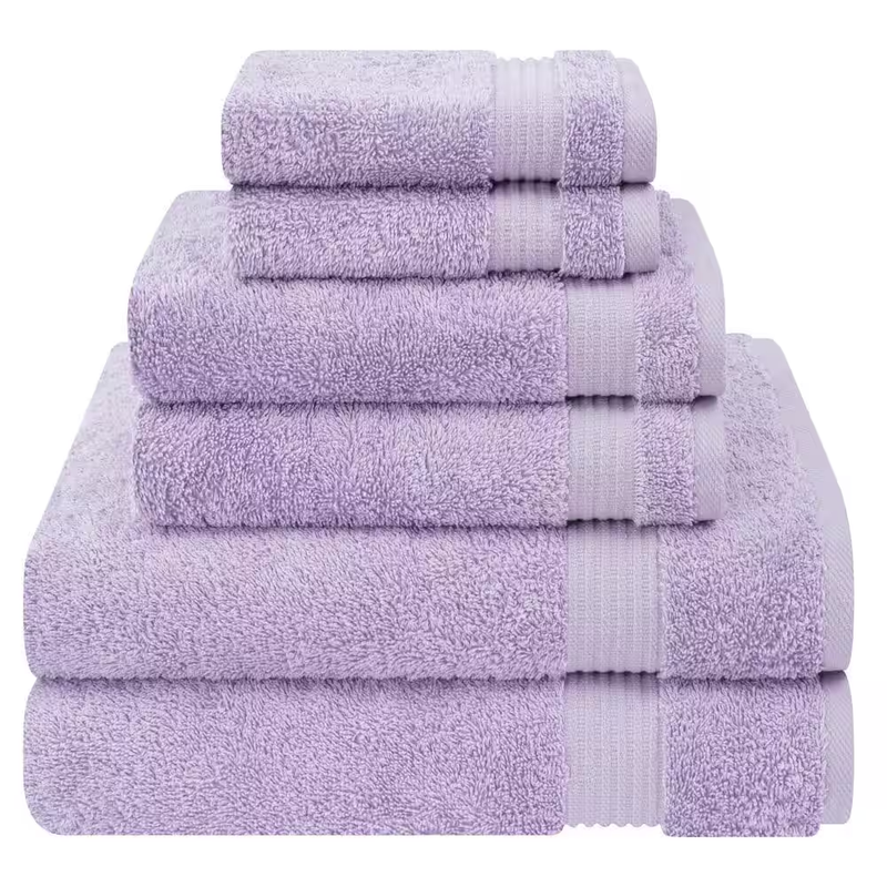 Premium Quality 100% Cotton 6-Piece Bath Towel Set, Lilac