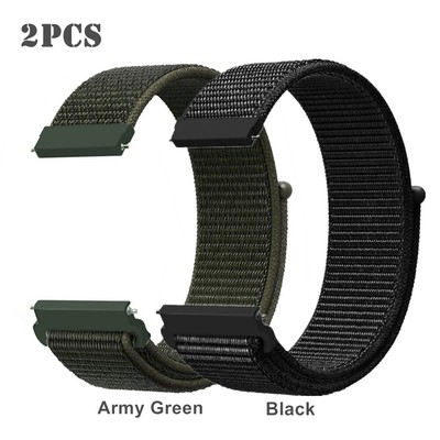 2 PACK 20mm 22mm Woven Nylon Loop Watch Band Strap for Citizen Eco-Drive Watch