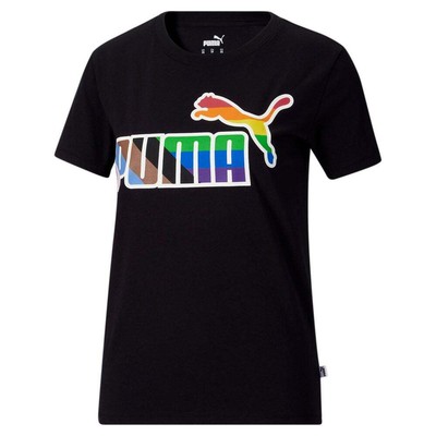 

Футболка Puma Pride Logo с круглым вырезом и короткими рукавами, женские повседневные топы размера , 624545, Черный