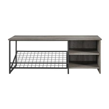 48" Industrial Entry Bench with Shoe Storage - Grey Wash ...