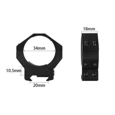 ohhunt 2pcs 34mm 35mm Scope Rings Mount Medium High Fit 20mm Picatinny Weaver