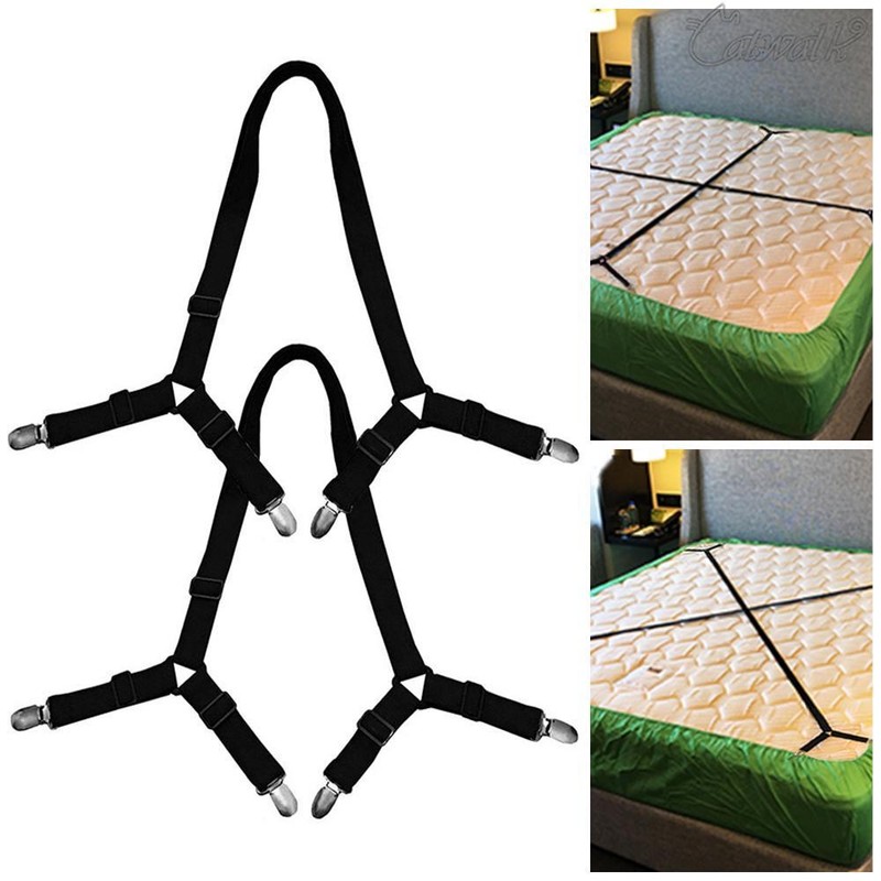 Crisscross Bed Fitted Sheet Straps Clips Suspenders Gripper Fastener
