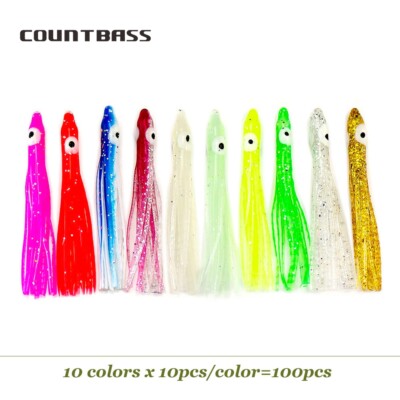 100Pcs 4/6/10cm 1.57/2.36/3.94'' Luminous Needle-shaped Soft Octopus Squid Skirts