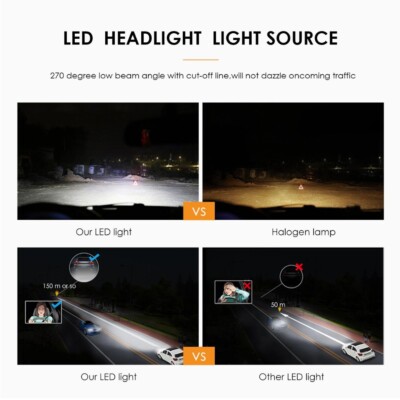 6-Sides 9006 LED Headlights Super Bright Bulbs Kit White 6500K 420000LM Low Beam