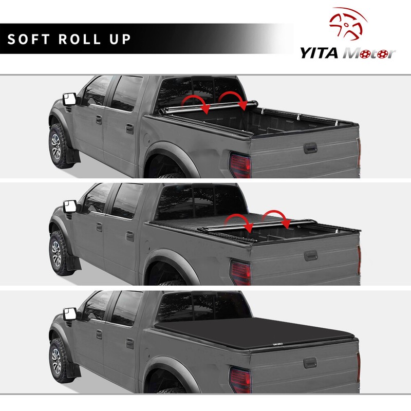 For 2002-2024 Dodge Ram 1500 2500 3500 6.4ft Soft Roll Up Tonneau Bed Cover