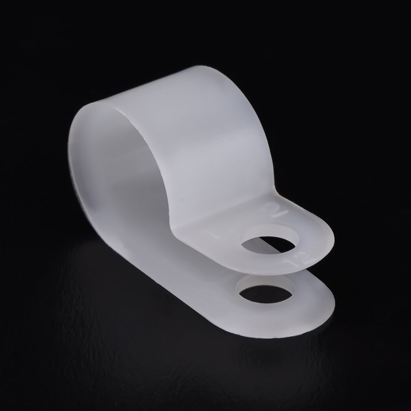 Hicarer 50 Pack 1/ 2 Inch R-type Cable Clip Wire Clamp, Nylon Screw Mounting