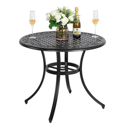 Nuu Garden Bistro Table 35.5''x35''x28.5'' Round w/Umbrella Hole in Antique Bronze