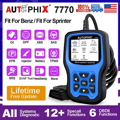 AUTOPHIX 7770 All System Car OBD2 Scanner Oil EPB SAS ABS BMS DPF Reset for Benz