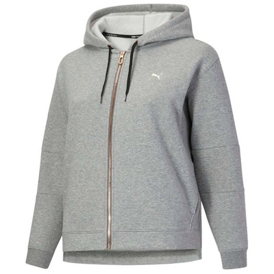 Puma 521456-03 Womens Moto Logo Hoodie Plus Size Training Casual - Серый -