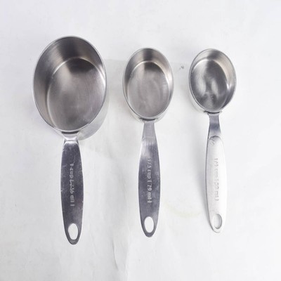 3 Cuisipro Measuring Cups 18-8 Stainless Steel  1,  1/3,  1/4 cup - missing one