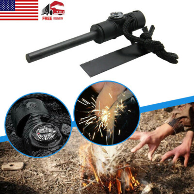 2x Fire Starter Flint Steel Striker Survival Kit Ferro Rod Outdoor Camping Tool
