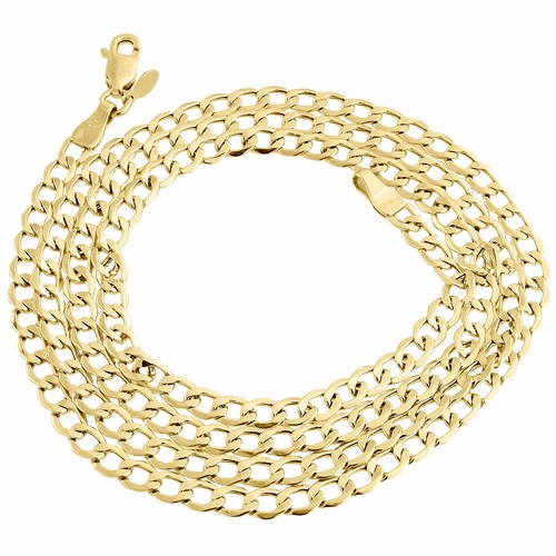 Pre-owned Jfl Diamonds & Timepieces Mens Hollow 10k Yellow Gold 4.60mm Cuban Curb Link Chain Necklace 16-30 Inches