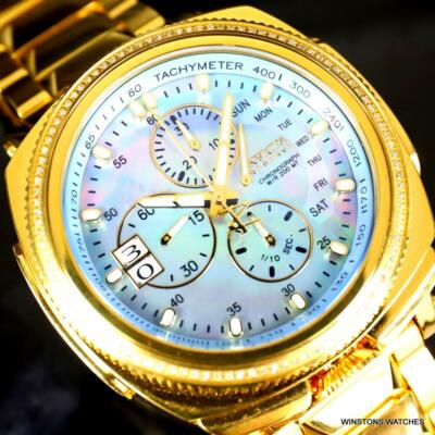 Pre-owned Invicta Reserve Russian Diver Diamond Gold Plated Platinum Mop 52mm Watch