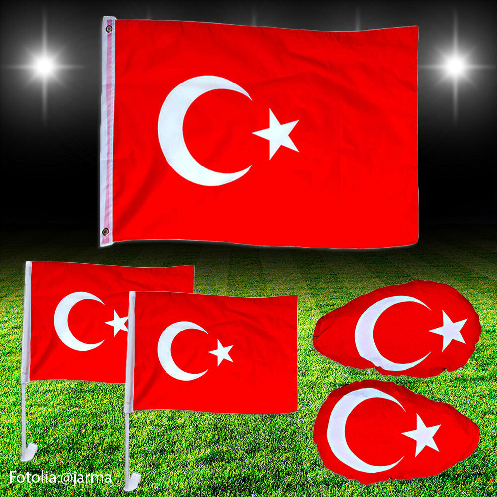 48 Stück Türkei Autofensterfahnen – 45 X 30 Cm, Polyester, Beidseitig Bedruckt, UV-beständig