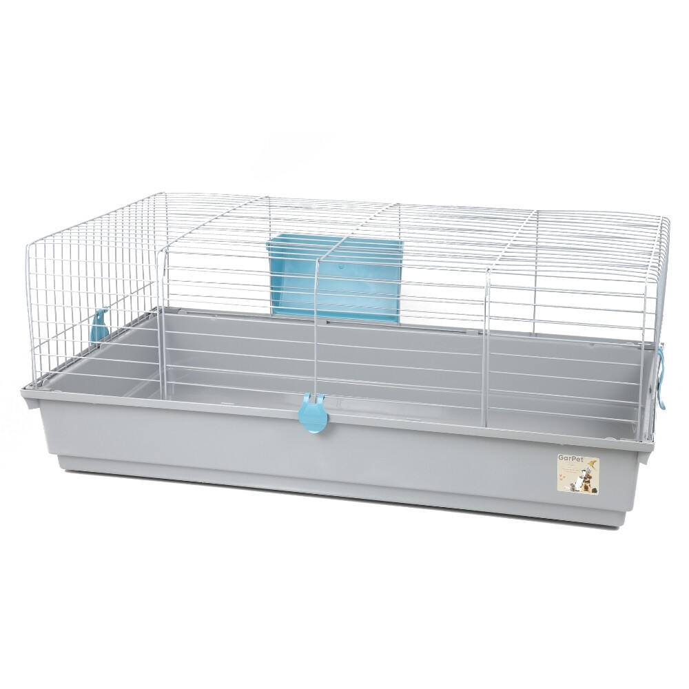Ollesch Doppel-Etagen-Käfig Für Meerschweinchen & Kaninchen – 120 X 59 X 103 Cm, Mit Freilaufgitter Oben, Schwarz/chrom