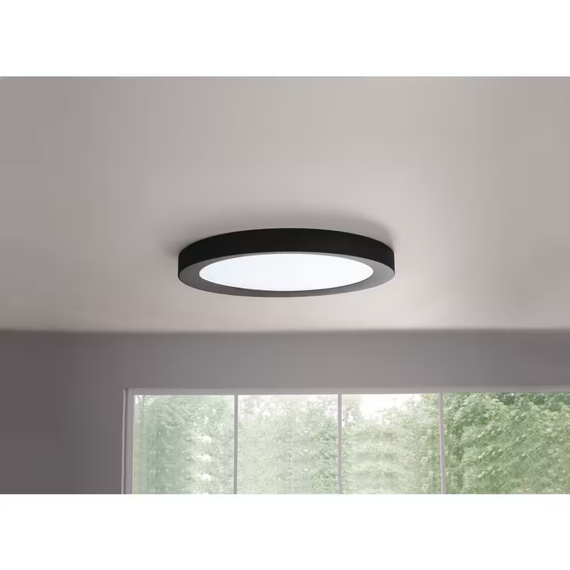 LED Flush Mount Ceiling Light 15 Inch Matte Black 5CCT Dimmable 2000 Lumens