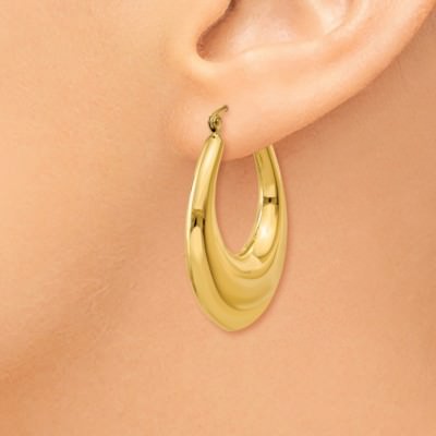 Pre-owned Superdealsforeverything Real 14kt Yellow Gold Polished Hoop Earrings