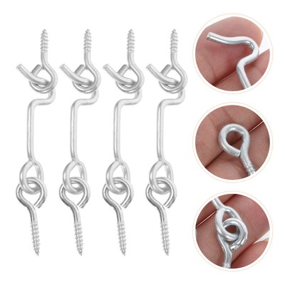  4 Sets Door Hook Lock Barn Latch Window Ceiling Hooks for Hanging Plants