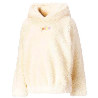 

Puma Poly Sherpa Pullover Hoodie Youth Girls Size  Повседневная верхняя одежда 858305-01, Beige;white