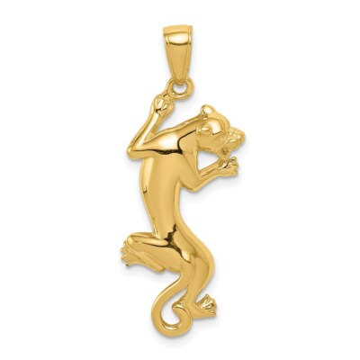 Pre-owned Skyjewelers Real 14kt Yellow Gold Gold Polished Panther Pendant