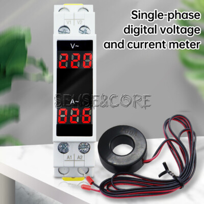 AC80-500V 1-100A DIN Rail Single-Phase Digital Display Voltage Current Meter