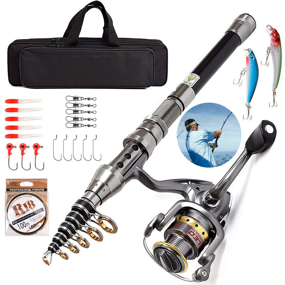 Telescopic Fishing Rod Sea Saltwater Spinning Pole Reel Comb