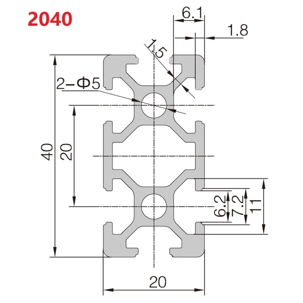 2pcs ALU Profil Aluprofil 20x40 Nut 6 Aluminium Profil Nutprofil item kompatibel