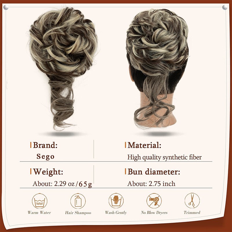 Blonde Real Natural Clip on in Messy Bun Hair Piece Extension Hair Claw Updo US