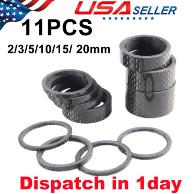 11PCS MTB Stem Washers 3K Carbon Fiber Headset Spacers 1-1/8'' Threadless 2-20mm