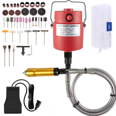 Flex Shaft Corded Grinder 560 Watt with 1/4 In. 3-Jaw Chuck and Foot Pedal 500 t