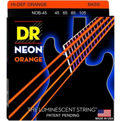 DR Strings NEON Hi-Def Orange Bass SuperStrings Medium 4 String
