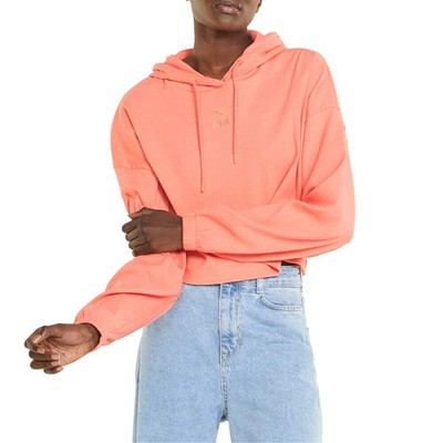 

Puma Classics Ribbed Pullover Hoodie Женская оранжевая повседневная верхняя одежда 53435728, Оранжевый
