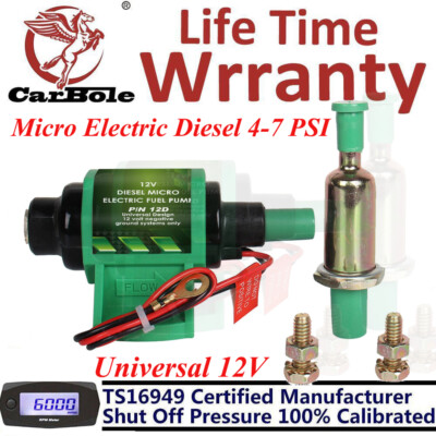 12D Micro Electric Diesel Fuel Pump Universal 5/16 inch Inlet & Outlet 12V 35GPH