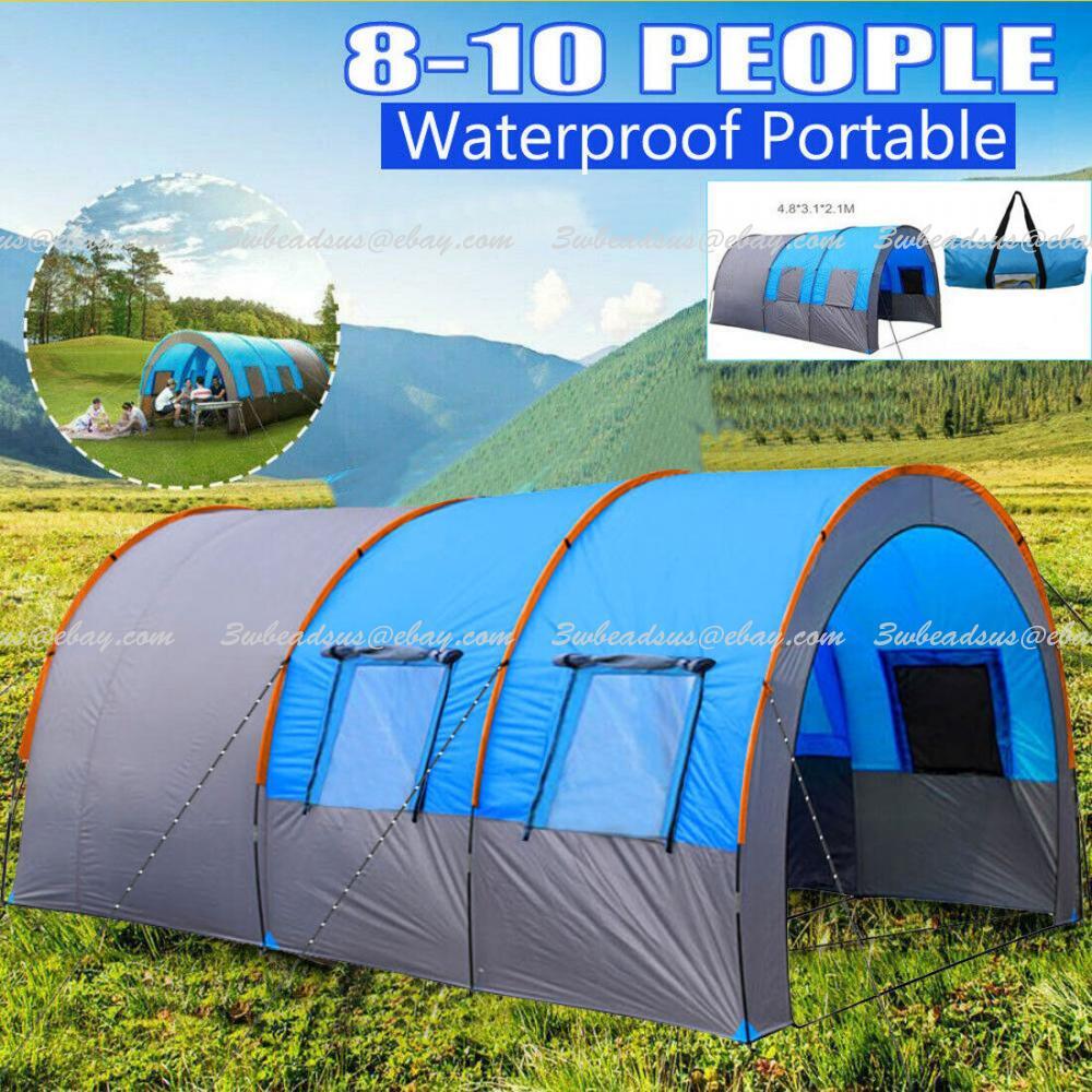 8-10 Person Large Tunnel Tent Family Tent House For Outdoor Camping Party Room
