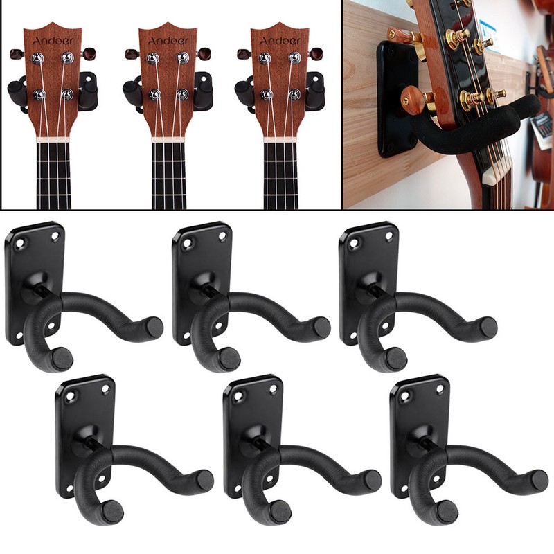 6 Stück Schwarz Gitarrenwandhalter Gitarrenständer Wandhalter Skateboardhalter