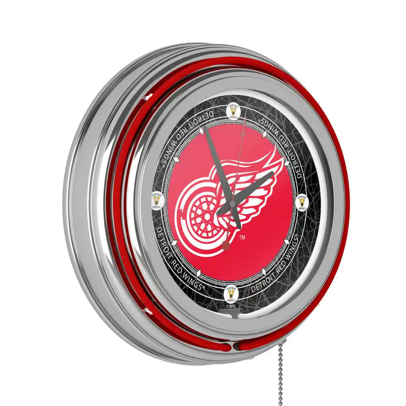 14 In. Vintage Detroit Redwings NHL Neon Wall Clock