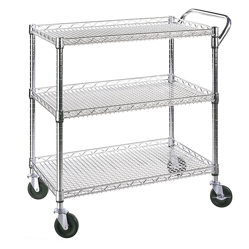 Serving Cart On Wheels Restaurant Dining Room Utility Server Rolling