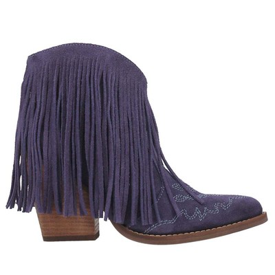 

Dingo Tangles Fringe Snip Toe Pull On Boots Женские фиолетовые повседневные ботинки DI908-5, Фиолетовый, Dingo Tangles Fringe Snip Toe Pull On Booties