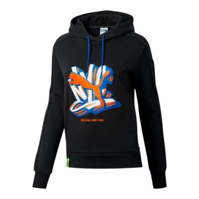 

Puma Nyc T7 2.0 Pullover Hoodie Женская черная повседневная верхняя одежда 598344-01, Черный