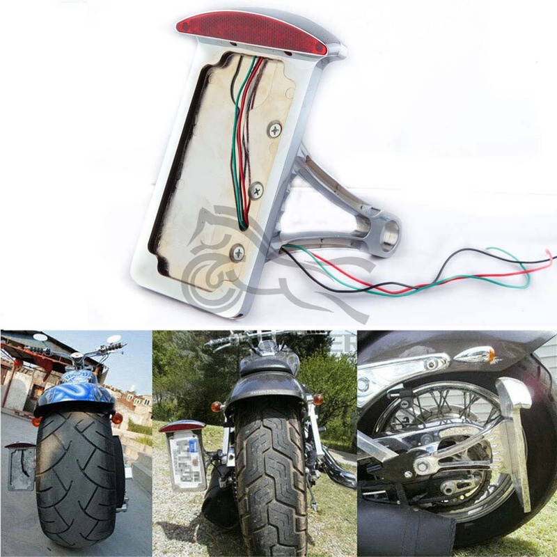 Motorcycle Side Mount License Plate Bracket Tail Light For Harley Bobber Dyna
