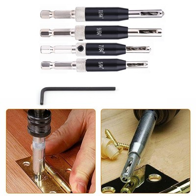 Self Centering Lock Hinge Drill Bit Set Hardware Drawer Hole Guides HSS