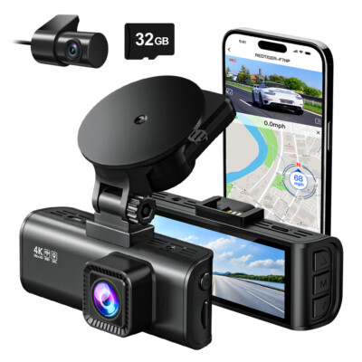 REDTIGER Dash Camera 4K Front and Rear Dash Cam Built-In WiFi & GPS Parking Mode