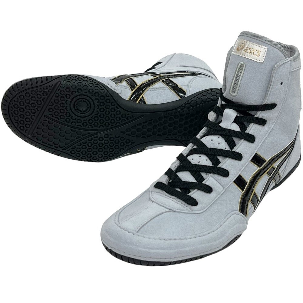 Pre-owned Asics 1083a001  Wrestling Shoes Silver Gray×black×gold Ex-eo Successor Us7.5-11.5