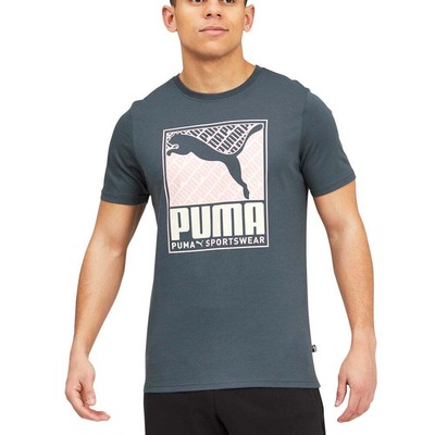 

Puma Crosswise Graphic Crew Neck Футболка с коротким рукавом Мужские серые повседневные топы 6719, Grey, Puma Crosswise Graphic Crew Neck Short Sleeve T-Shirt