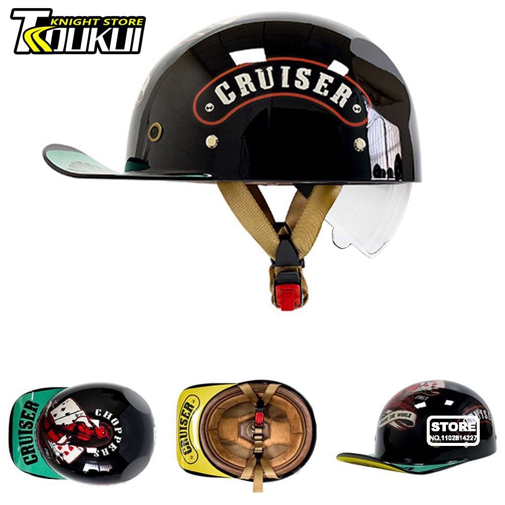 Retro Motorcycle Helmet Half Helmet Riding Helmet DOT Protection Cap Vintage