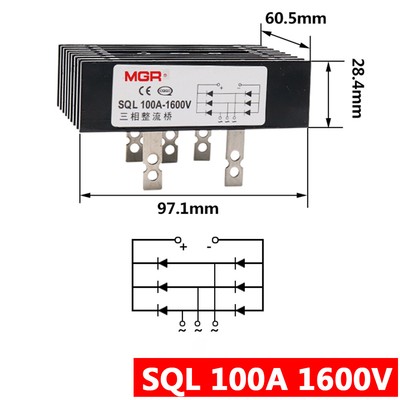 SQL Three-Phase Bridge Rectifiers Power Module 40A,60A,100A 1600V with Heatsink
