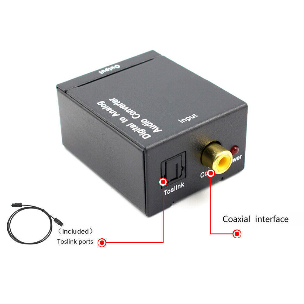 Digital Optical Coaxial to Analog RCA L/R Audio Converter Adapter Fiber Cable US