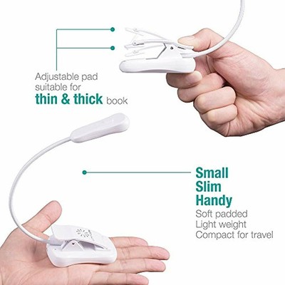 LuminoLite Rechargeable 3000K Warm &amp 6000K White LED Book Light, Easy Clip On
