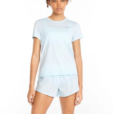 

Рубашка для бега Puma Favorite Heather с круглым вырезом и короткими рукавами женская синяя повседневная, Синий